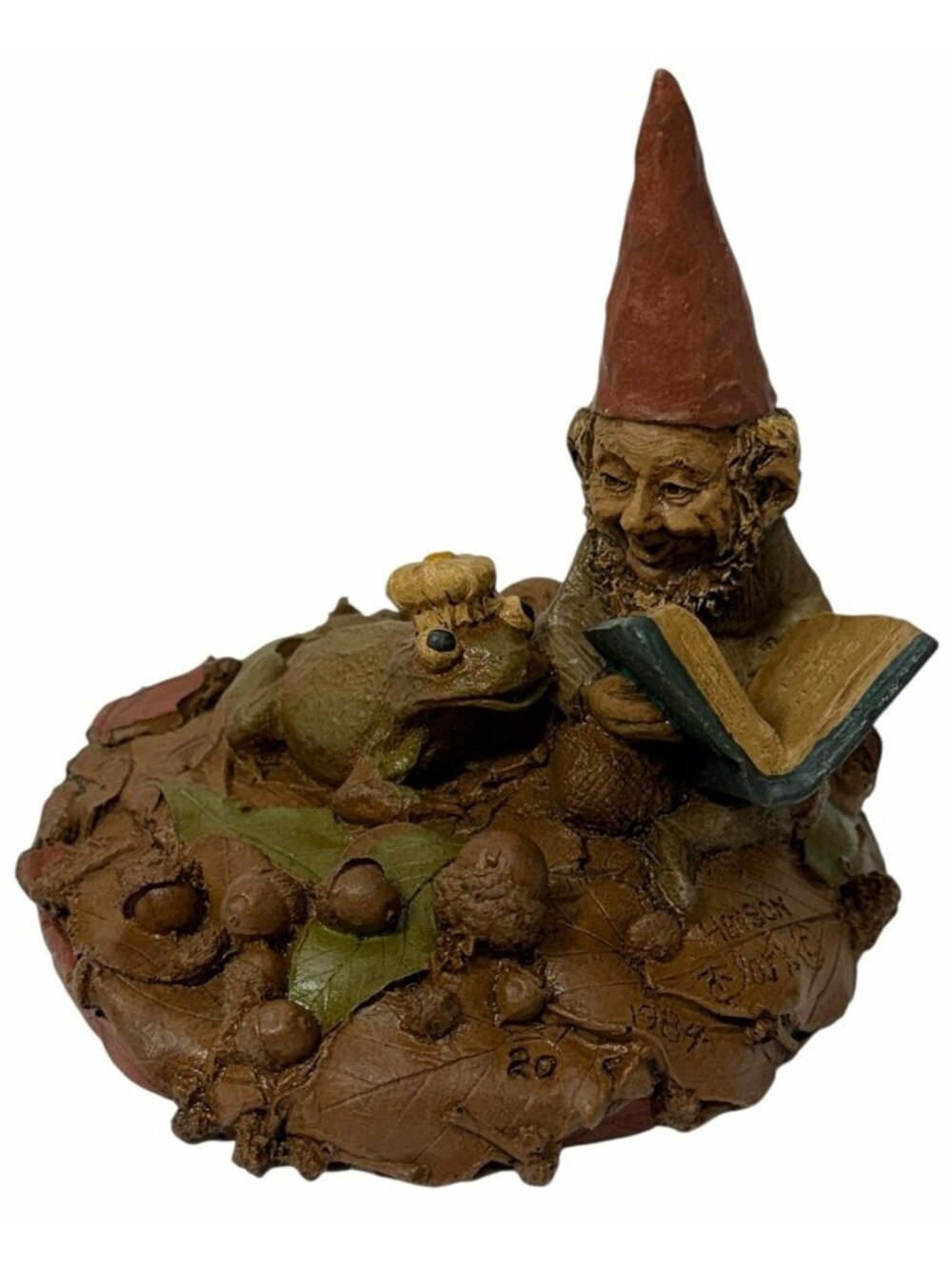 Vintage 1984 Tom Clark Figurine HENSON Gnome Cairns Studio Reading Book to Frog